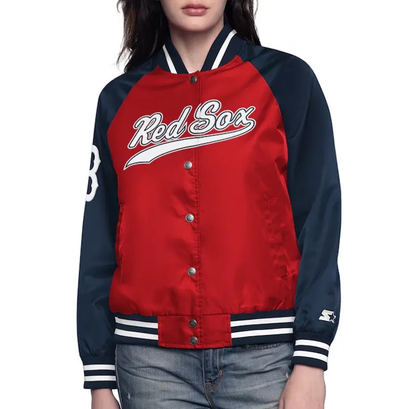 Red/Navy Boston Red Sox Home Run Varsity Satin Jacket 1 Red/Navy Boston Red Sox Home Run Varsity Satin Jacket - Modajacket