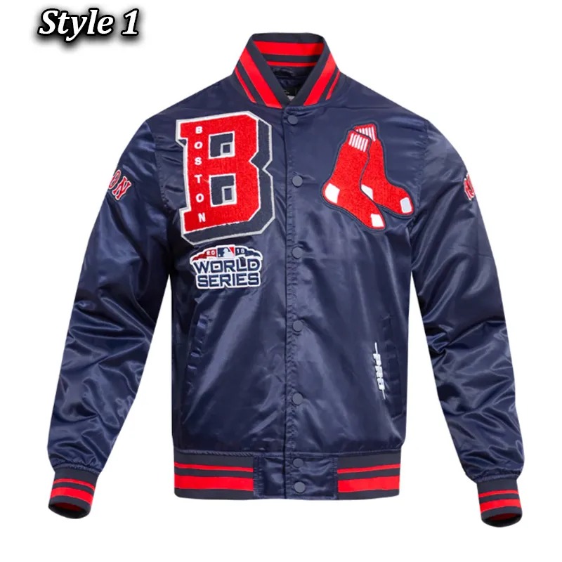 Boston Red Sox Mashup Classic Rib Satin Jacket 1 Boston Red Sox Mashup Classic Rib Satin Jacket - Modajacket