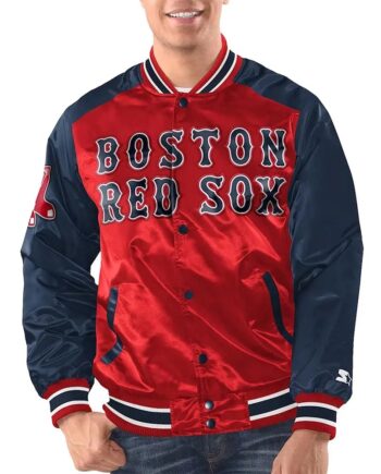 Red/Navy Boston Red Sox Renegade Varsity Satin Jacket - Modajacket