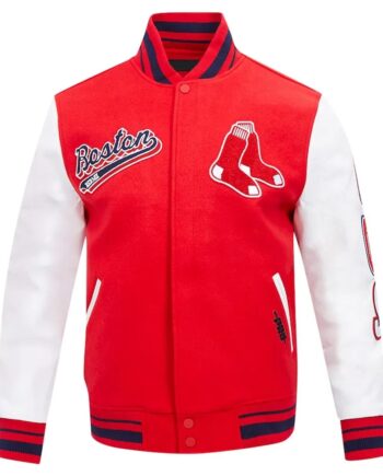 Boston Red Sox Script Tail Red and White Varsity Jacket - Modajacket