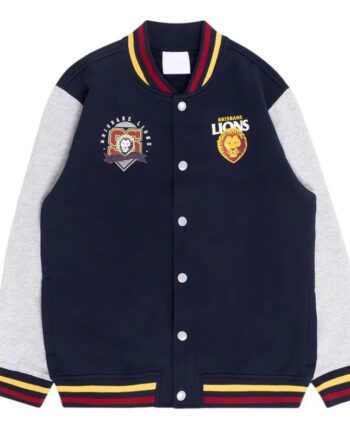 Brisbane Lions Navy and Gray Varsity Fleece Jacket - Modajacket