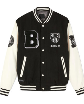 Brooklyn Nets Varsity Black and Off White Jacket - Modajacket