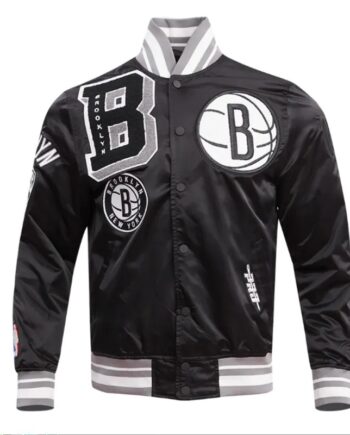 Brooklyn Nets Mashup Classic Rib Satin Jacket - Modajacket