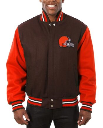 Cleveland Browns Brown and Orange Varsity Wool Jacket - Modajacket
