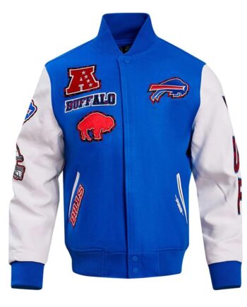 Royal/White Buffalo Bills Animal Print Varsity Jacket - Modajacket