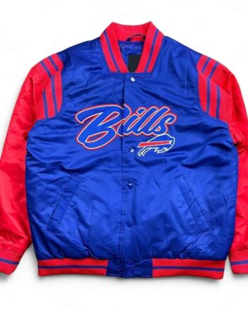 Buffalo Bills Button Up Blue and Red Satin Jacket - Modajacket