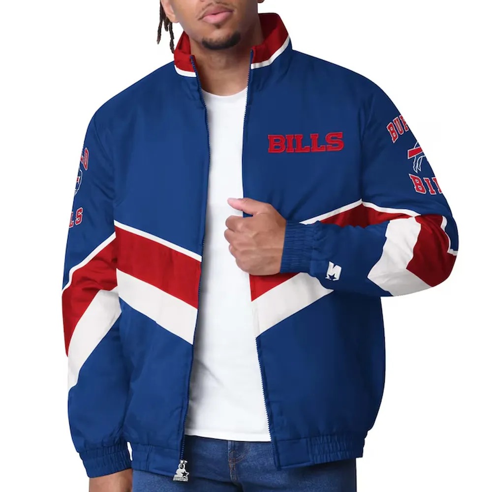 Buffalo Bills Captain Royal Varsity Satin Jacket 1 Buffalo Bills Captain Royal Varsity Satin Jacket - Modajacket