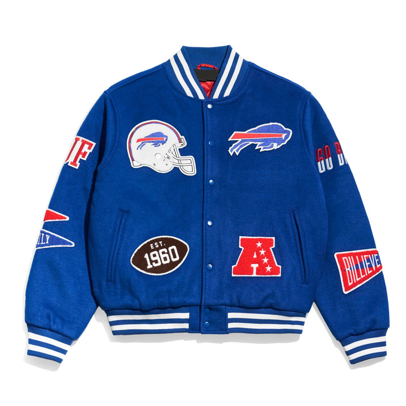 Buffalo Bills Pennant Royal Varsity Wool Jacket 1 Buffalo Bills Pennant Royal Varsity Wool Jacket - Modajacket