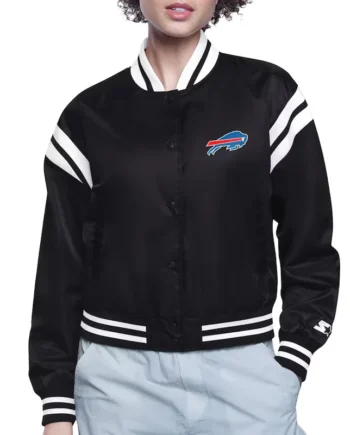 Buffalo Bills Printed Logo Varsity Satin Jacket - Modajacket