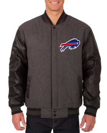 Buffalo Bills Charcoal and Black Varsity Jacket - Modajacket