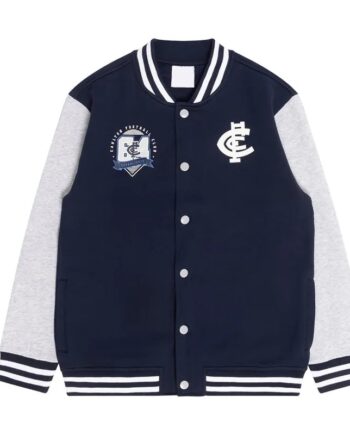 Carlton Blues Navy and Gray Varsity Fleece Jacket - Modajacket