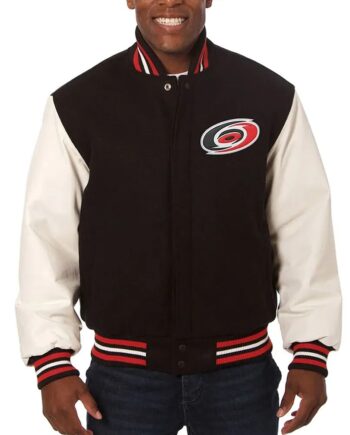 Varsity Carolina Hurricanes Black and White Two-Tone Jacket - Modajacket