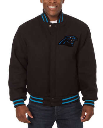 Carolina Panthers Embroidered Varsity Black Wool Jacket - Modajacket