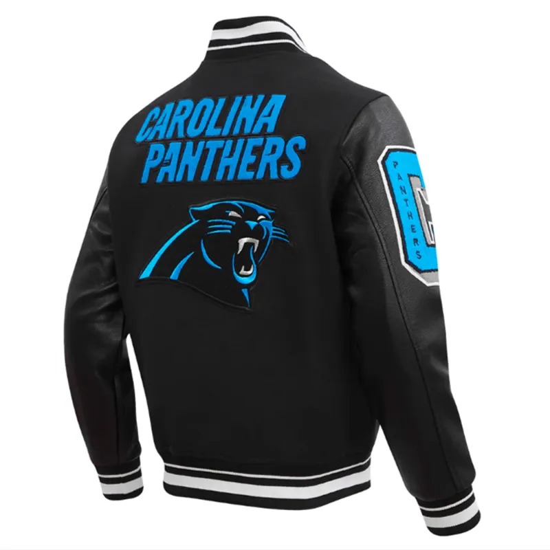 Carolina Panthers Mashup Rib Varsity Wool Leather Jacket 4 Carolina Panthers Mashup Rib Varsity Wool Leather Jacket