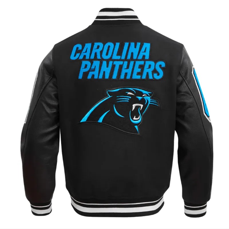 Carolina Panthers Mashup Rib Varsity Wool Leather Jacket 2 Carolina Panthers Mashup Rib Varsity Wool Leather Jacket