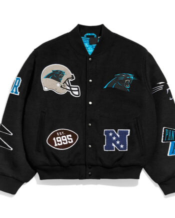 Carolina Panthers Pennant Black Varsity Wool Jacket - Modajacket