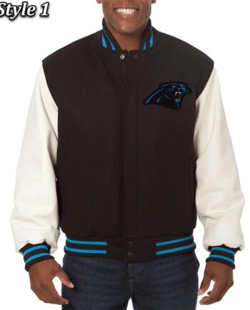 Varsity Carolina Panthers Black and White Two-Tone Jacket - Modajacket