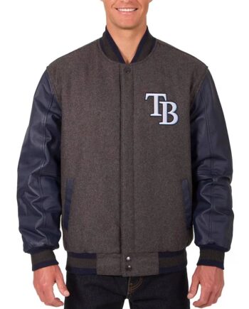 Tampa Bay Rays Charcoal and Navy Varsity Jacket - Modajacket