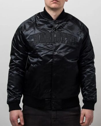 Charlotte Hornets Black Tonal Satin Jacket - Modajacket