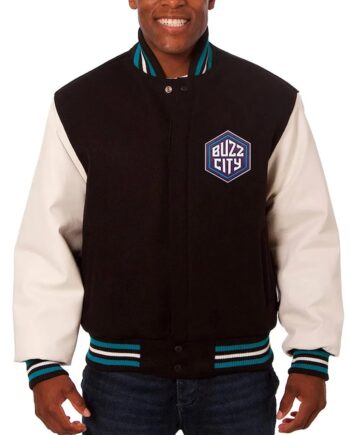 Charlotte Hornets Black and White Varsity Jacket - Modajacket