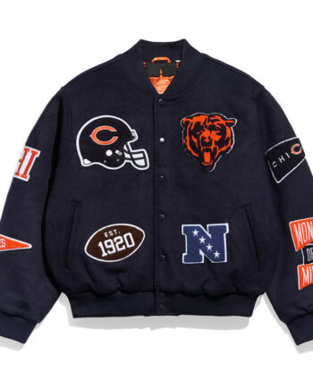 Chicago Bears Pennant Navy Varsity Wool Jacket - Modajacket