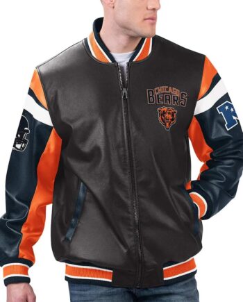 Chicago Bears Black Varsity Full-Zip Leather Jacket - Modajacket