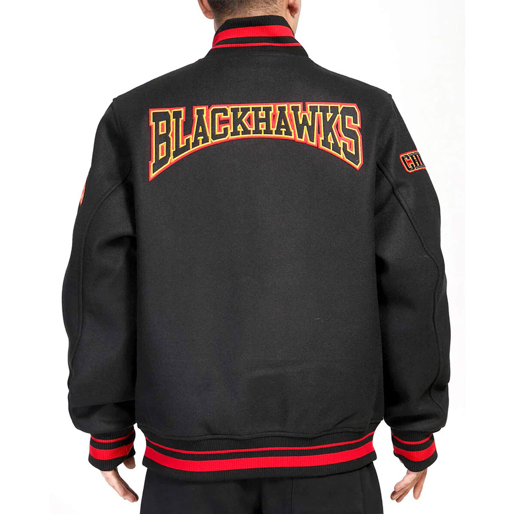 Chicago Blackhawks Black Crest Varsity Wool Jacket 2 Chicago Blackhawks Black Crest Varsity Wool Jacket