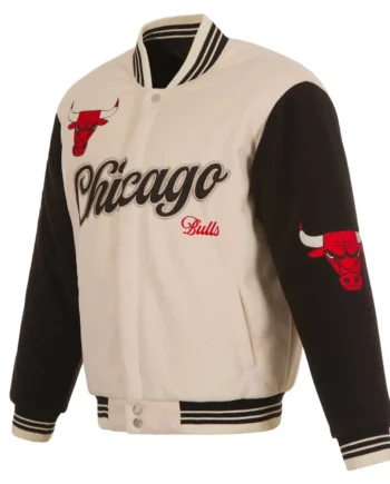 Chicago Bulls Cream and Black Varsity Jacket - Modajacket