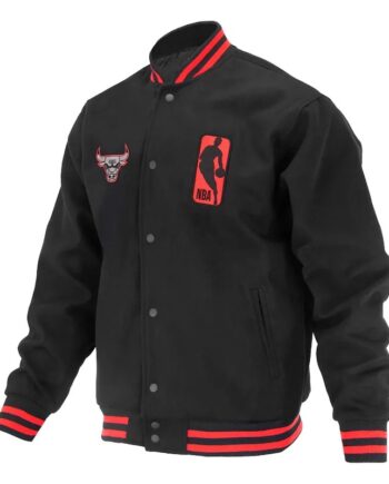 Chicago Bulls Logoman Shadow Black Varsity Jacket - Modajacket