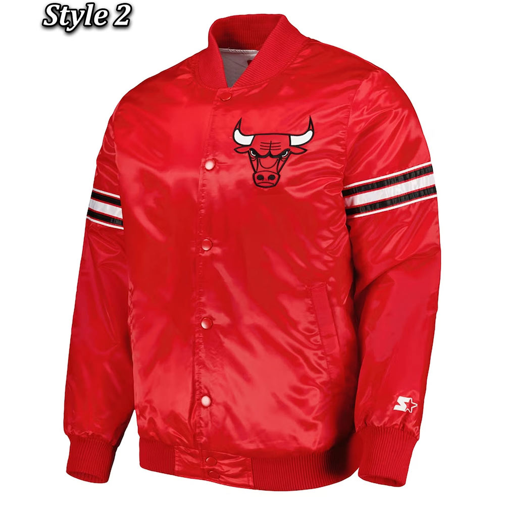 Chicago Bulls Pick & Roll Varsity Satin Jacket 3 Chicago Bulls Pick & Roll Varsity Satin Jacket