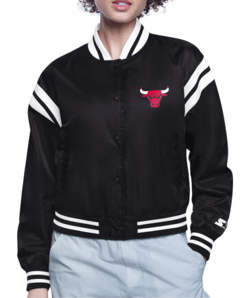 Chicago Bulls Printed Logo Varsity Satin Jacket - Modajacket