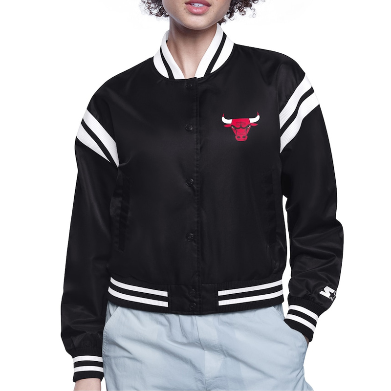 Chicago Bulls Printed Logo Varsity Satin Jacket 1 Chicago Bulls Printed Logo Varsity Satin Jacket - Modajacket