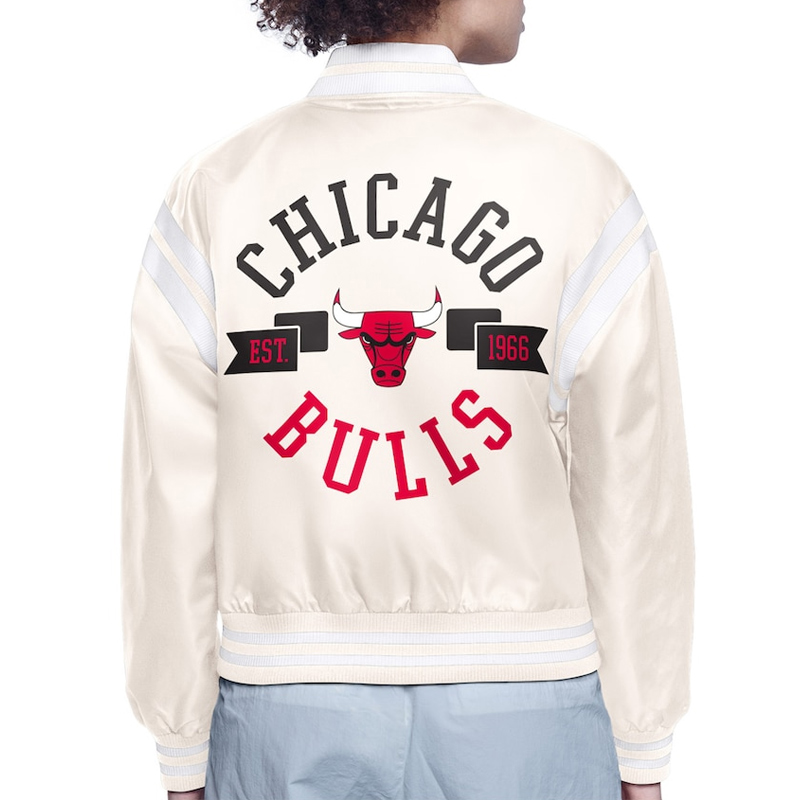 Chicago Bulls Printed Logo Varsity Satin Jacket 4 Chicago Bulls Printed Logo Varsity Satin Jacket