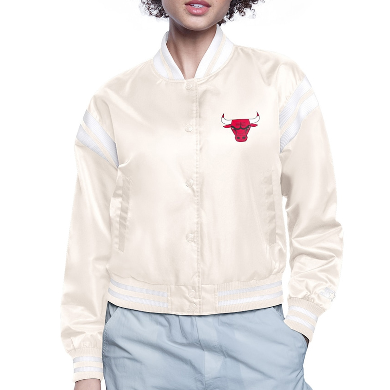 Chicago Bulls Printed Logo Varsity Satin Jacket 2 Chicago Bulls Printed Logo Varsity Satin Jacket