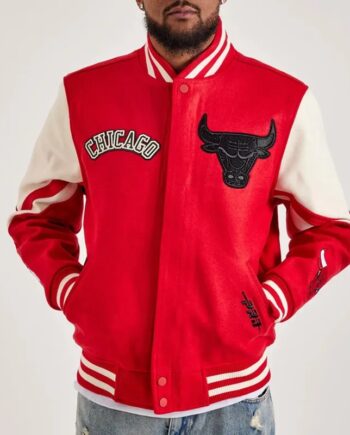 Chicago Bulls Red and White Varsity Wool Jacket - Modajacket