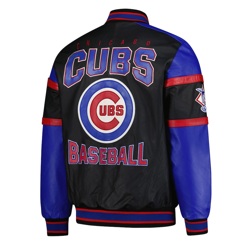 Chicago Cubs Black and Blue Varsity Leather Jacket 2 Chicago Cubs Black and Blue Varsity Leather Jacket