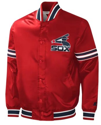 Slider Chicago White Sox Varsity Red Satin Jacket - Modajacket