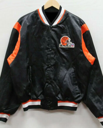 1980s Cincinnati Bengals Bomber Black Satin Jacket - Modajacket
