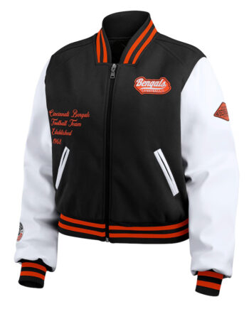 Black/White Cincinnati Bengals Varsity Full-Zip Jacket - Modajacket