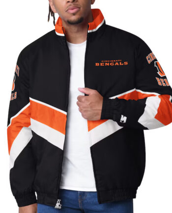 Cincinnati Bengals Captain Black Varsity Satin Jacket - Modajacket
