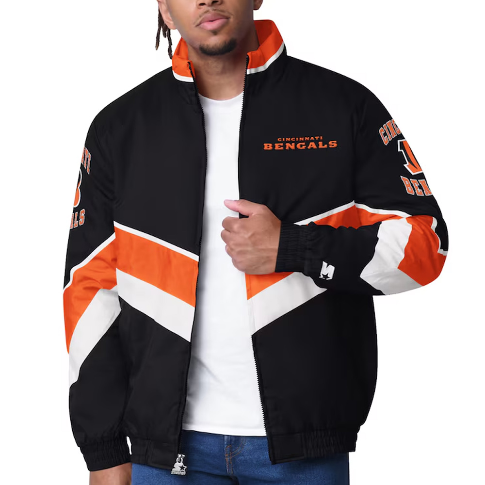 Cincinnati Bengals Captain Black Varsity Satin Jacket 1 Cincinnati Bengals Captain Black Varsity Satin Jacket - Modajacket