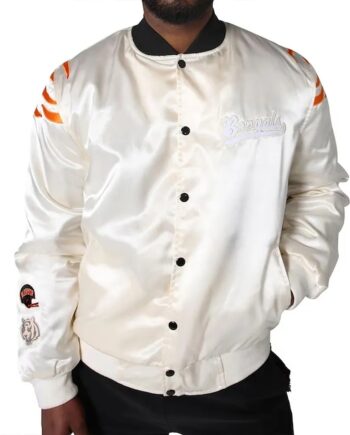 Cincinnati Bengals Team Cream Satin Jacket - Modajacket