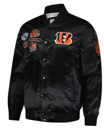 Cincinnati Bengals Exclusive Black Varsity Satin Jacket - Modajacket