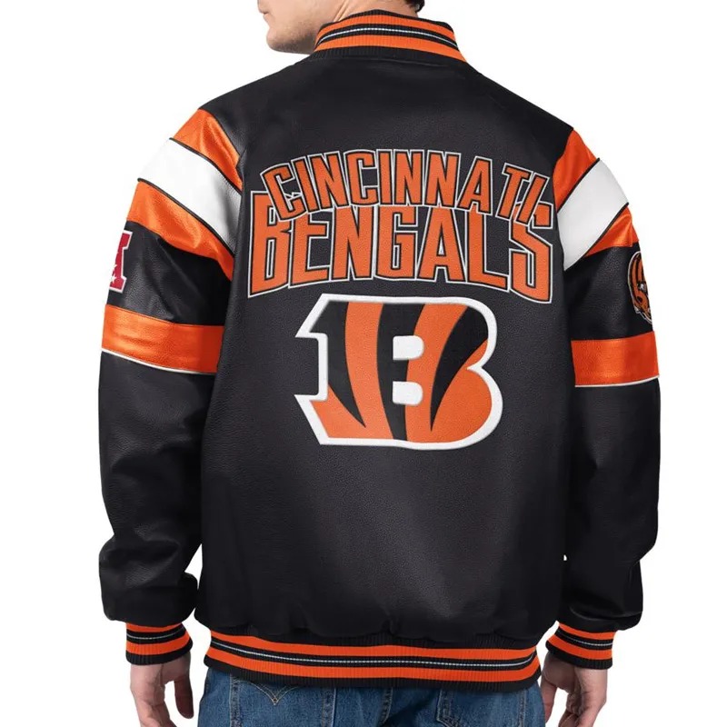 Cincinnati Bengals G-III Faux Varsity Leather Jacket 2 Cincinnati Bengals G-III Faux Varsity Leather Jacket