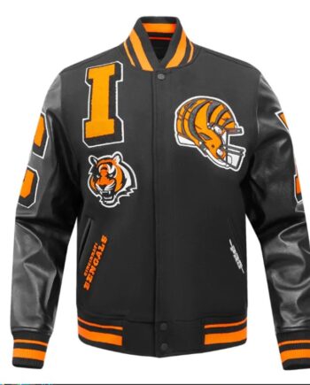 Cincinnati Bengals Mashup Rib Varsity Wool/Leather Jacket - Modajacket