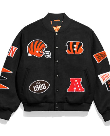 Cincinnati Bengals Pennant Black Varsity Wool Jacket - Modajacket