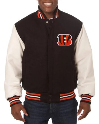 Varsity Cincinnati Bengals Black and White Two-Tone Jacket - Modajacket