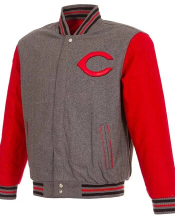 Cincinnati Reds Gray/Red Varsity Wool Jacket - Modajacket