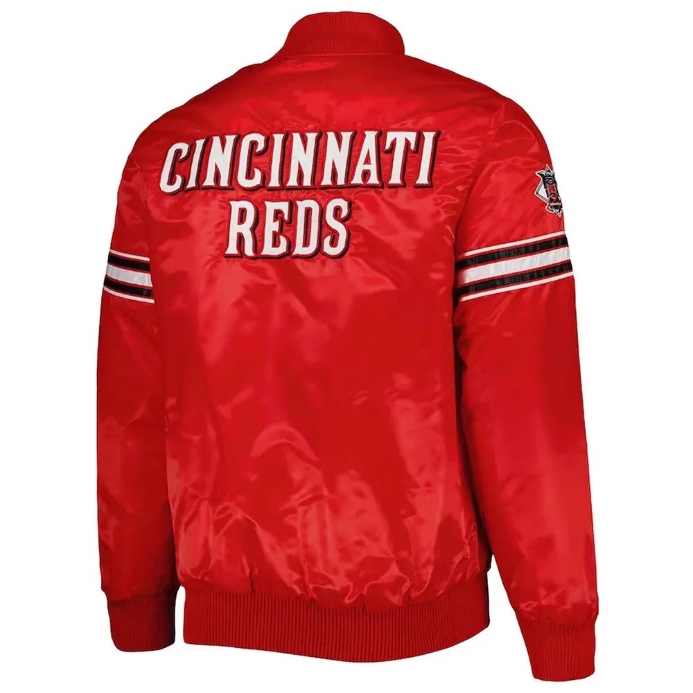 Cincinnati Reds Pick & Roll Red Satin Jacket 2 Cincinnati Reds Pick & Roll Red Satin Jacket