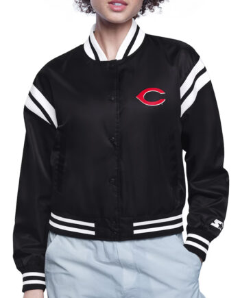Cincinnati Reds Printed Logo Varsity Satin Jacket - Modajacket